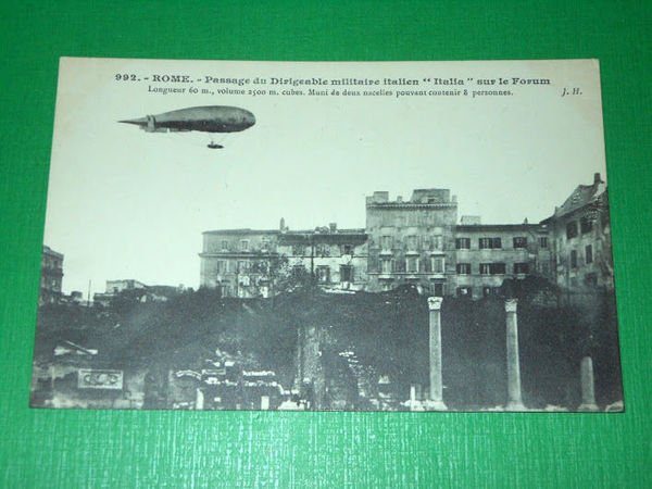 Cartolina Roma - Passaggio Dirigibile Militare Italia 1915 ca.