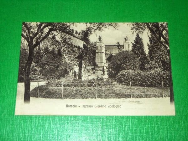 Cartolina Brescia - Ingresso Giardino Zoologico 1910 ca.