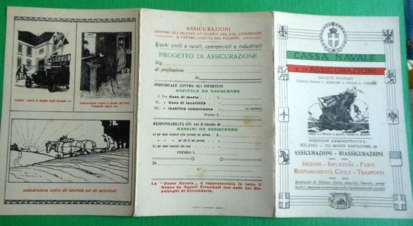 Cartolina tripla Pubblicità - Cassa Navale e d' Assicurazioni - …