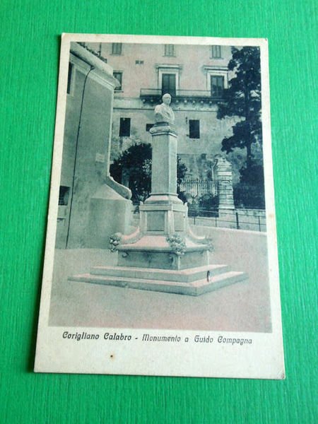 Cartolina Corigliano Calabro - Monumento a Guido Compagna 1910 ca.