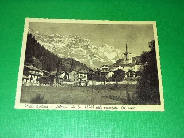 Cartolina Valle d' Aosta - Valtournanche - Scorcio panoramico 1957.