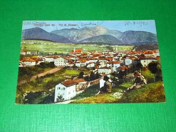 Cartolina Cavalese - Val di Fiemme - Panorama 1920 .