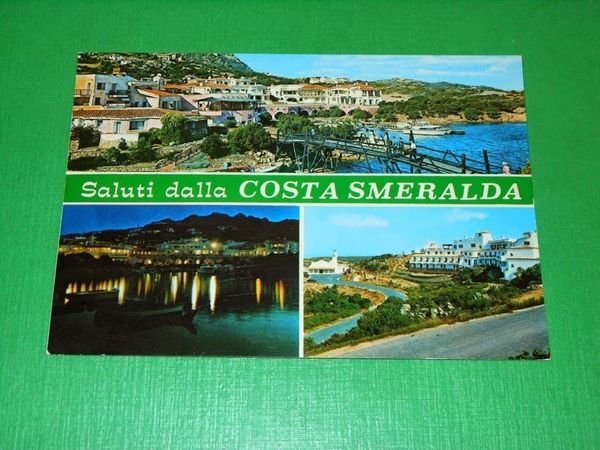 Cartolina Saluti dalla Costa Smeralda - Vedute diverse 1977.