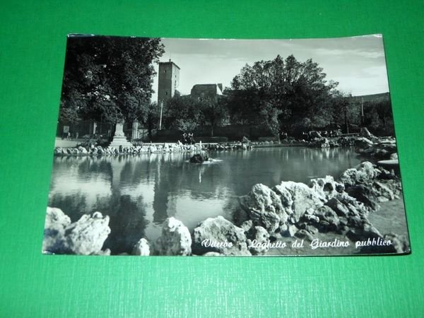 Cartolina Viterbo - Laghetto del Giardino pubblico 1958.