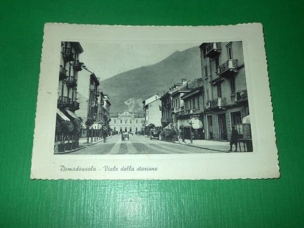 Cartolina Domodossola - Viale della stazione 1957.