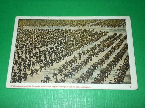 Cartolina Militaria - L' Allenamento della fanteria americana 1915 ca.