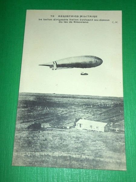 Cartolina Aeronautica - Dirigibile militare Italia sopra il lago di …