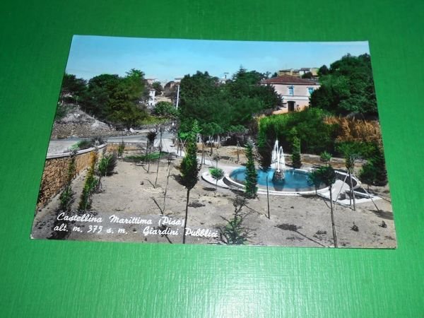 Cartolina Castellina Marittima ( Pisa ) - Giardini Pubblici 1969.