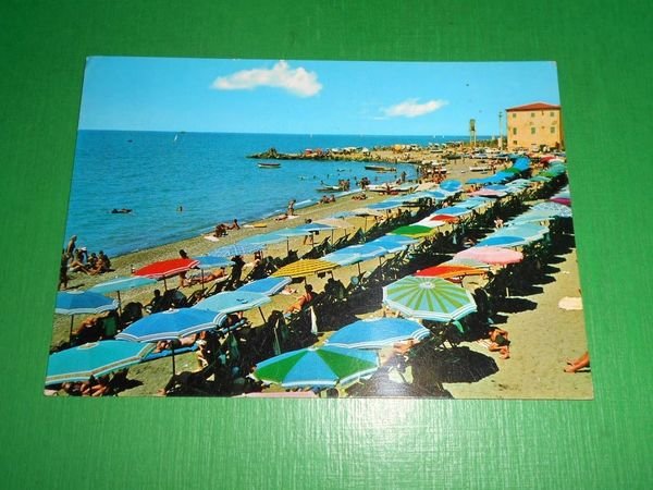 Cartolina Cecina Mare - La spiaggia 1969.
