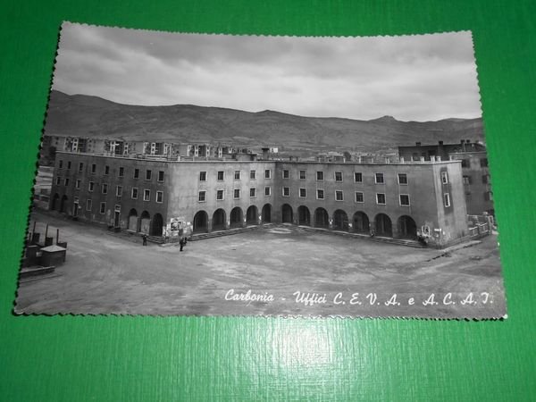 Cartolina Carbonia - Uffici CEVA e ACAI 1950 ca.