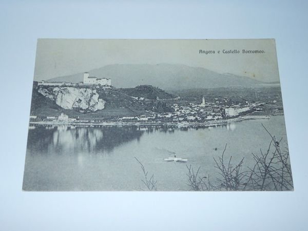 Cartolina Angera e Castello Borromeo - Veduta 1930 ca