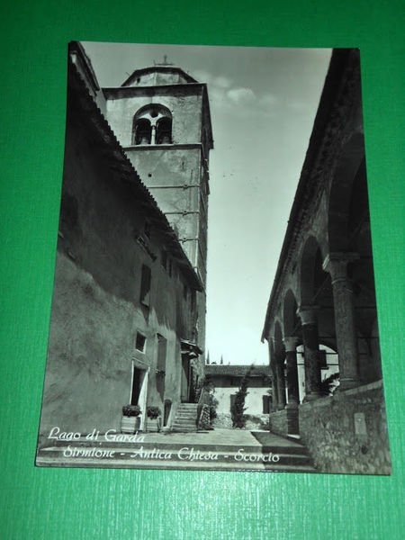 Cartolina Lago di Garda - Sirmione - Antica Chiesa 1955.