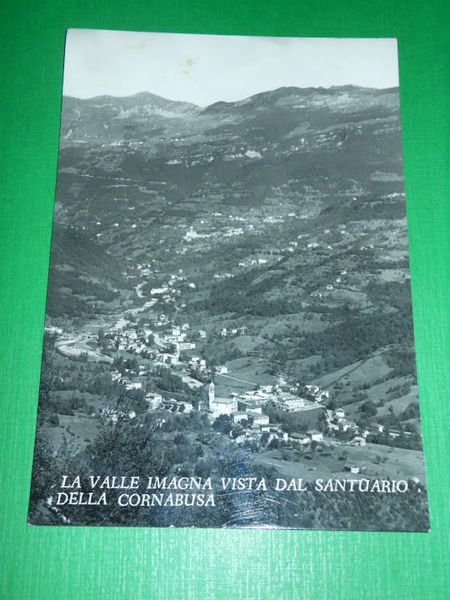 Cartolina La Valle Imagna vista dal Santuario della Cornabusa 1964.