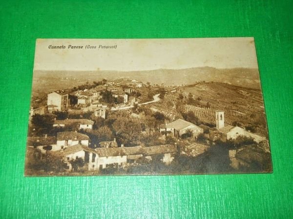 Cartolina Canneto Pavese - Casa Pavarani - Panorama 1920 ca.