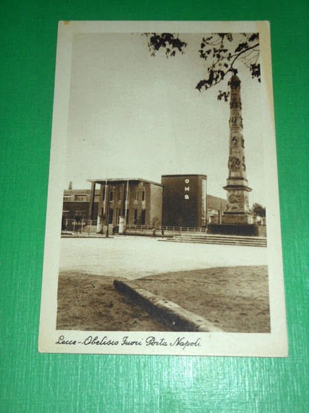 Cartolina Lecce - Obelisco Fuori Porta Napoli 1935 ca