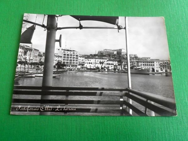 Cartolina Portoferraio ( Elba ) - La darsena 1955 ca.