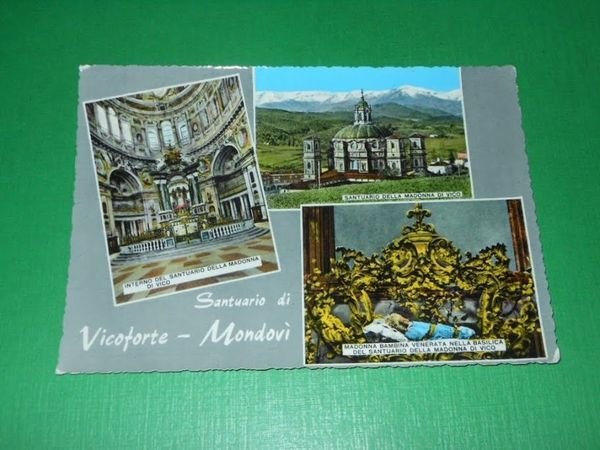 Cartolina Santuario di Vicoforte - Mondovì - Vedute diverse 1966.