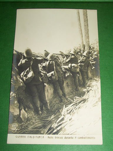 Cartolina Colonie Guerra Italo Turca - Nelle trincee durante il …