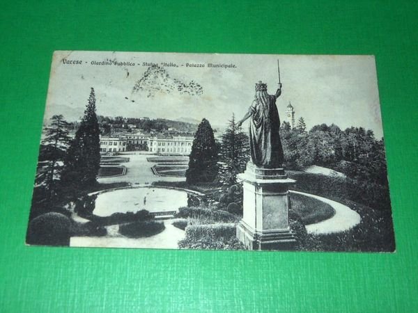 Cartolina Varese - Giardino Pubblico - Statua "Italia" - Palazzo …