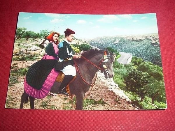 Cartolina Costumi Sardi - Giovani a cavallo 1960 ca.