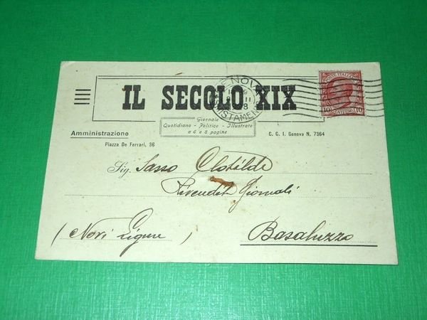 Cartolina Pubblicità Giornale Il Secolo XIX - Genova 1928.