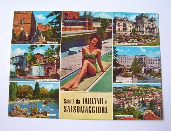 Cartolina Tabiano e Salsomaggiore - Vedute diverse 1973.