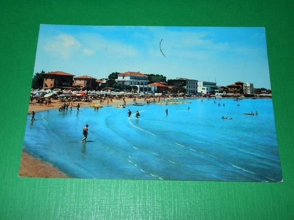 Cartolina Viserba - Alberghi e spiaggia visti dal mare 1966.