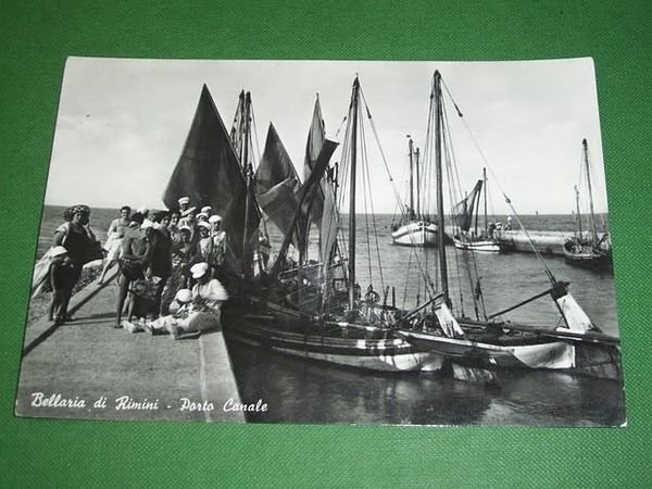 Cartolina Bellaria di Rimini - Porto Canale 1956
