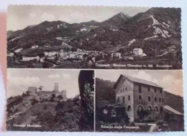Cartolina Carpineto panorama e Albergo Carpinete 1957