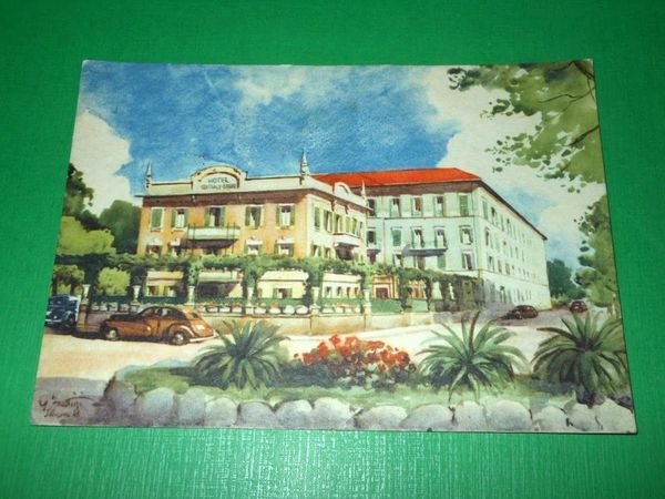 Cartolina Salsomaggiore - Hotel Centrale Bagni - illustratore Frattini 1954.