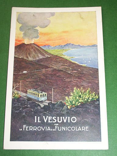 Cartolina Napoli - Il Vesuvio con la Ferrovia e la …