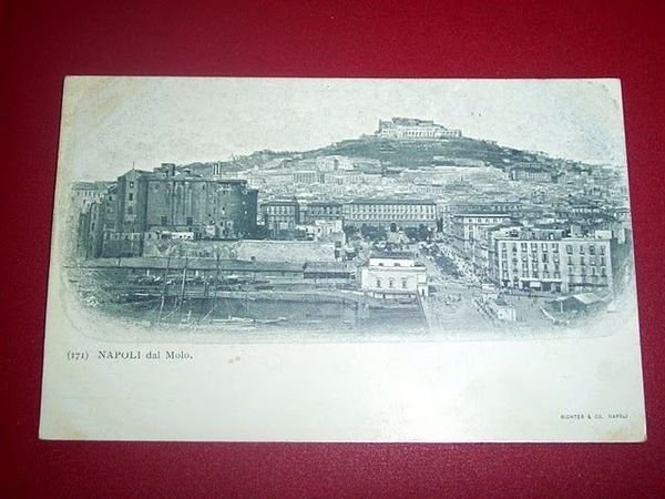 Cartolina Napoli - Panorama dal molo 1900 ca.
