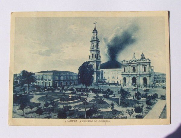 Cartolina Pompei - Panorama del Santuario 1935 ca