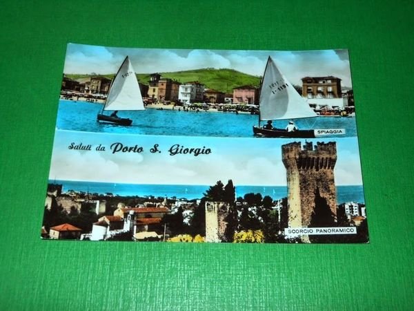 Cartolina Saluti da Porto San Giorgio - Vedute diverse 1963.