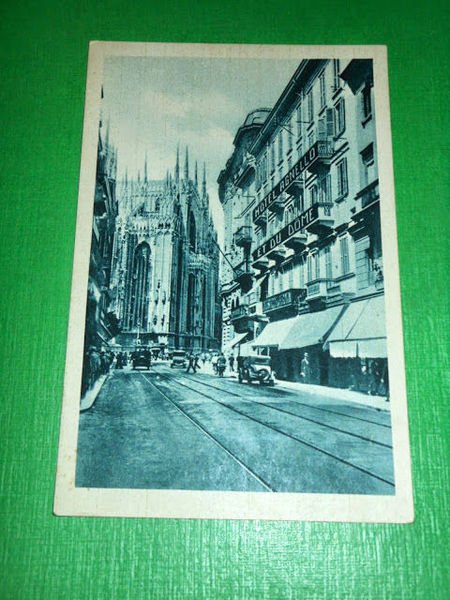 Cartolina Milano - Hotel Agnello e Duomo 1940 ca.