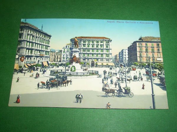 Cartolina Napoli - Piazza Garibaldi e Monumento 1920 ca.