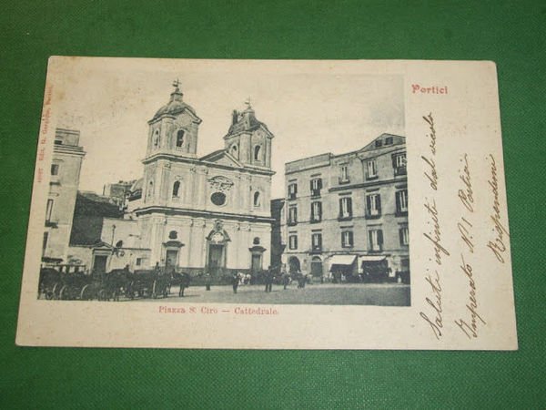 Cartolina Portici - Piazza S. Ciro - Cattedrale 1900 ca.