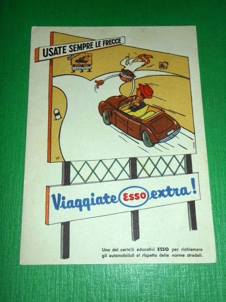 Cartolina Pubblicità Carburanti ESSO - Propaganda x la Sicurezza Stradale.