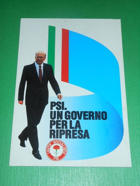 Cartolina Socialismo Bettino Craxi Propaganda PSI 1992.