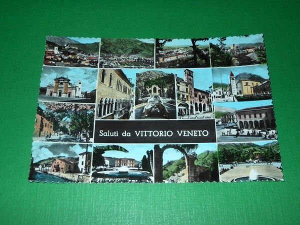 Cartolina Saluti da Vittorio Veneto - Vedute diverse 1960