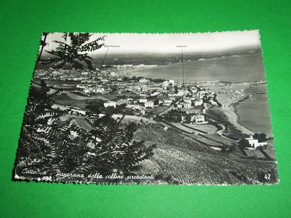 Cartolina Cattolica - Panorama dalle colline circostanti 1954