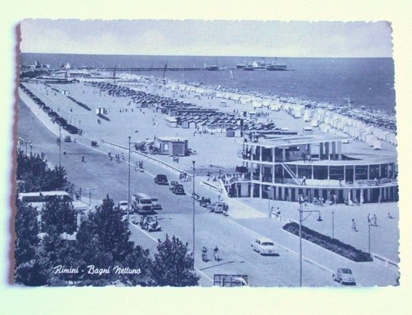 Cartolina Rimini - Bagni Nettuno 1955