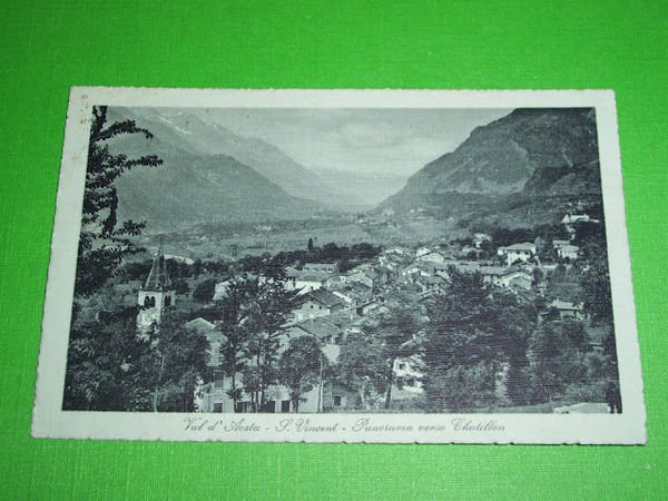 Cartolina S. Vincent - Panorama verso Chatillon 1915.