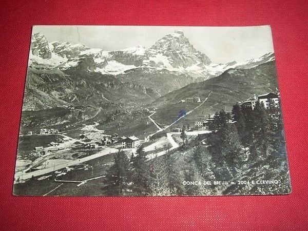 Cartolina Conca del Breuil e Cervino - Panorama 1951.