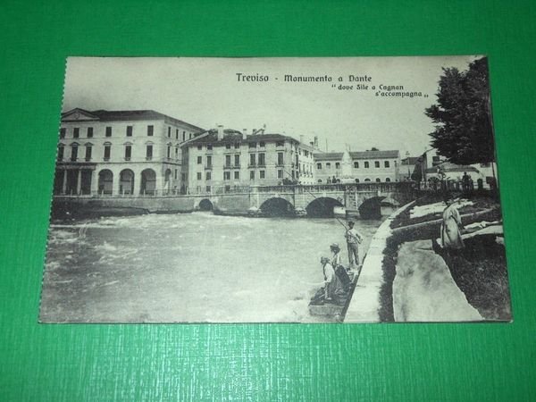 Cartolina Treviso - Monumento a Dante 1920 ca.