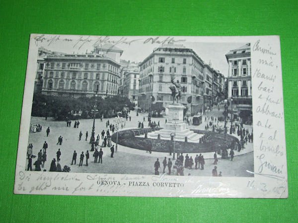 Cartolina Genova - Piazza Corvetto 1905.