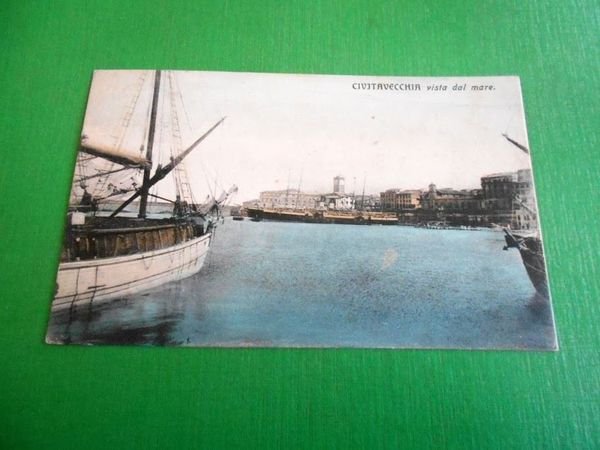 Cartolina Civitavecchia vista dal mare 1910 ca.