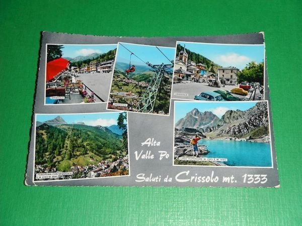 Cartolina Alta Valle Po - Crissolo - Vedute diverse 1966.