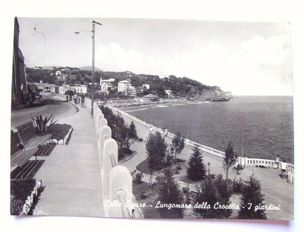 Cartolina Celle Ligure - Lungomare della Crocetta 1959.