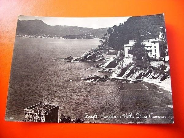 Cartolina Zoagli - Scogliera e Villa Duca Canevaro 1954.